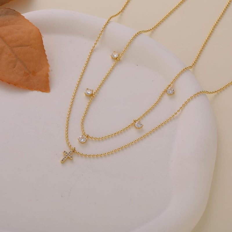 VIROMY Gold Cross Necklace for Women 14K Gold Plated Cute Sidways Cross Pendant Choker Necklaces Simple Trendy Everyday Jewelry for Women - Image 5